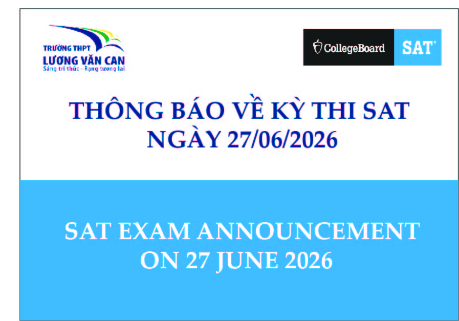 THÔNG BÁO VỀ KỲ THI SAT NGÀY 27/06/2026